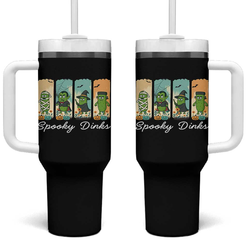 Funny Halloween Pickleball Tumbler With Handle Spooky Dinks Gift For Players
