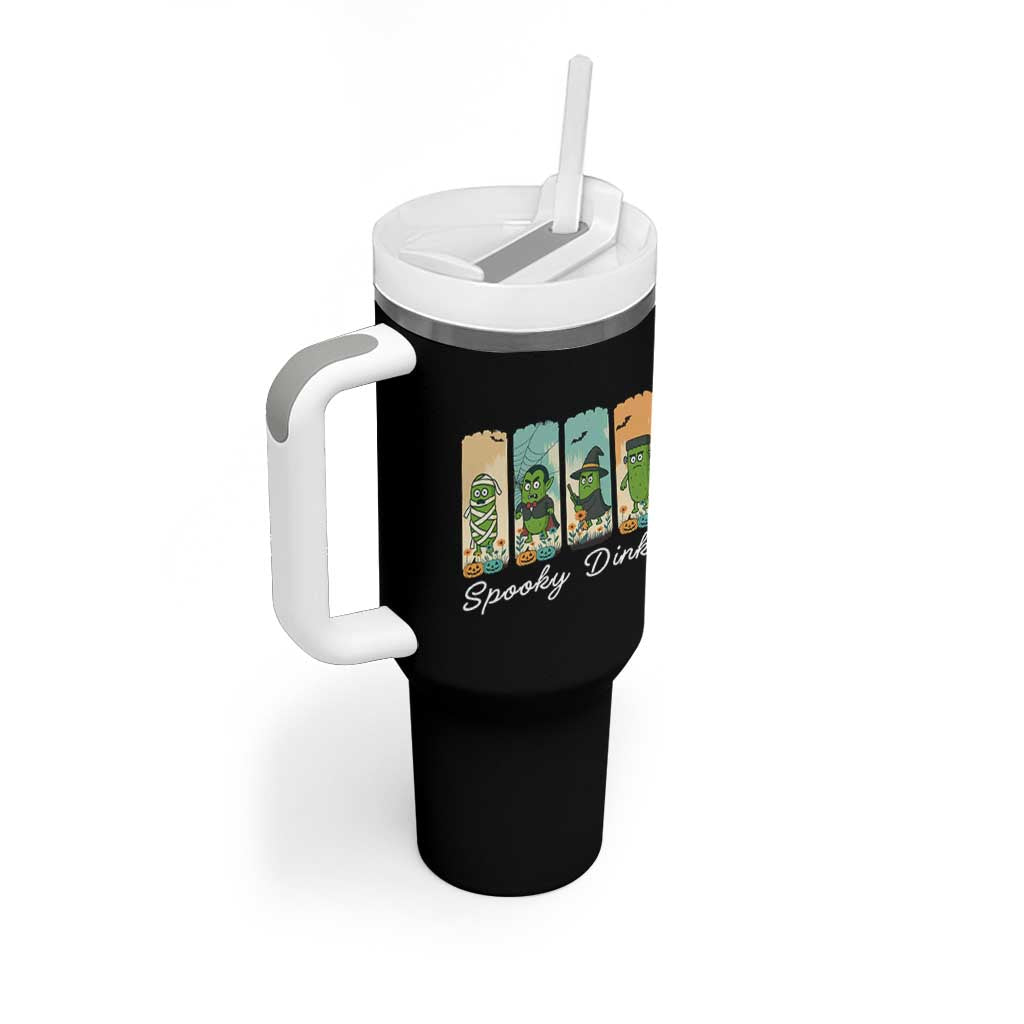 Funny Halloween Pickleball Tumbler With Handle Spooky Dinks Gift For Players