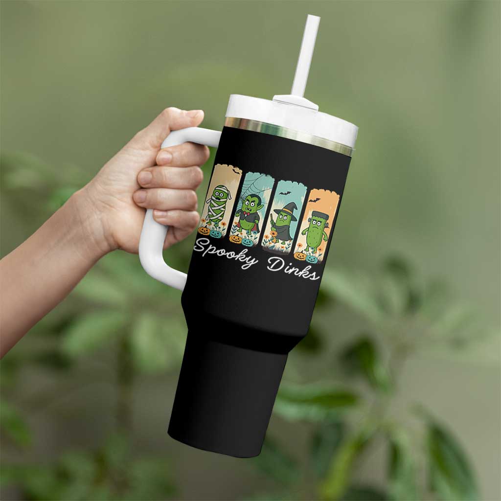 Funny Halloween Pickleball Tumbler With Handle Spooky Dinks Gift For Players