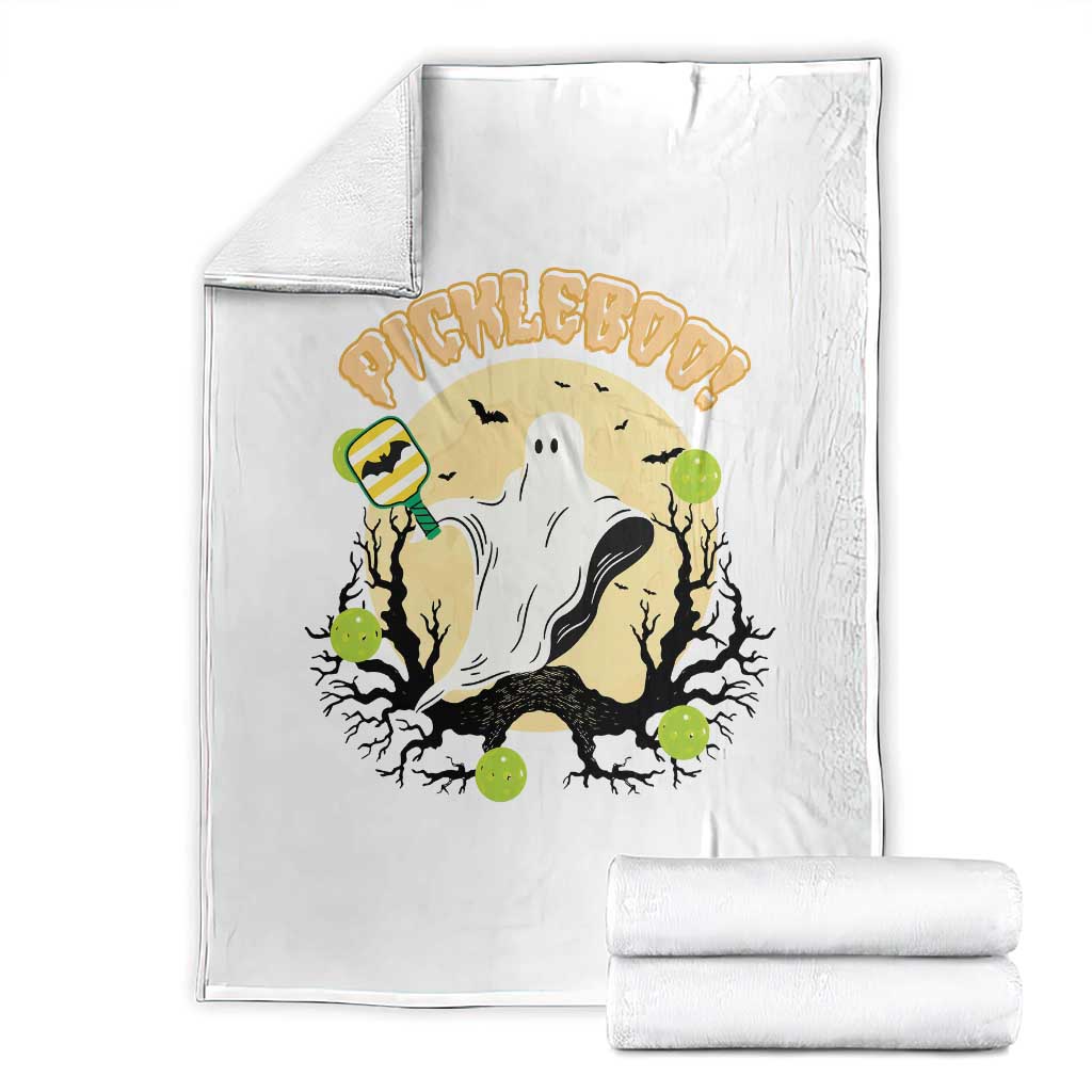 Funny Halloween Pickleball Throw Blanket Pickleboo Ghost Costume - Wonder Print Shop