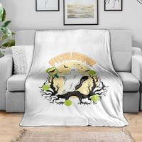 Funny Halloween Pickleball Throw Blanket Pickleboo Ghost Costume - Wonder Print Shop