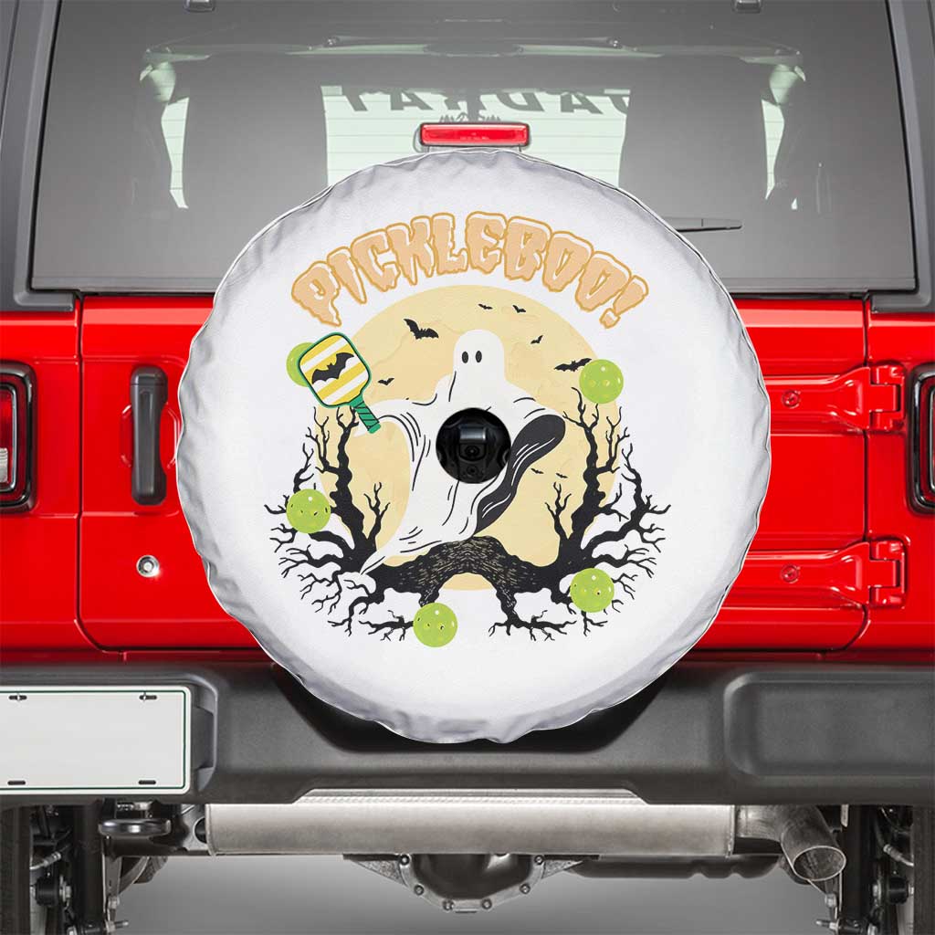 Funny Halloween Pickleball Spare Tire Cover Pickleboo Ghost Costume - Wonder Print Shop