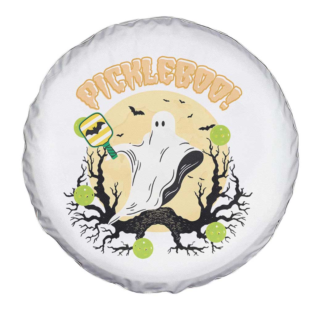 Funny Halloween Pickleball Spare Tire Cover Pickleboo Ghost Costume - Wonder Print Shop