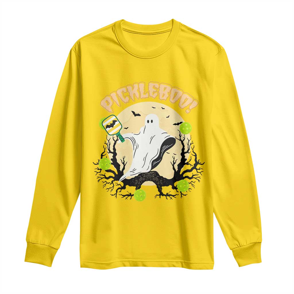 Funny Halloween Pickleball Long Sleeve Shirt Pickleboo Ghost Costume - Wonder Print Shop
