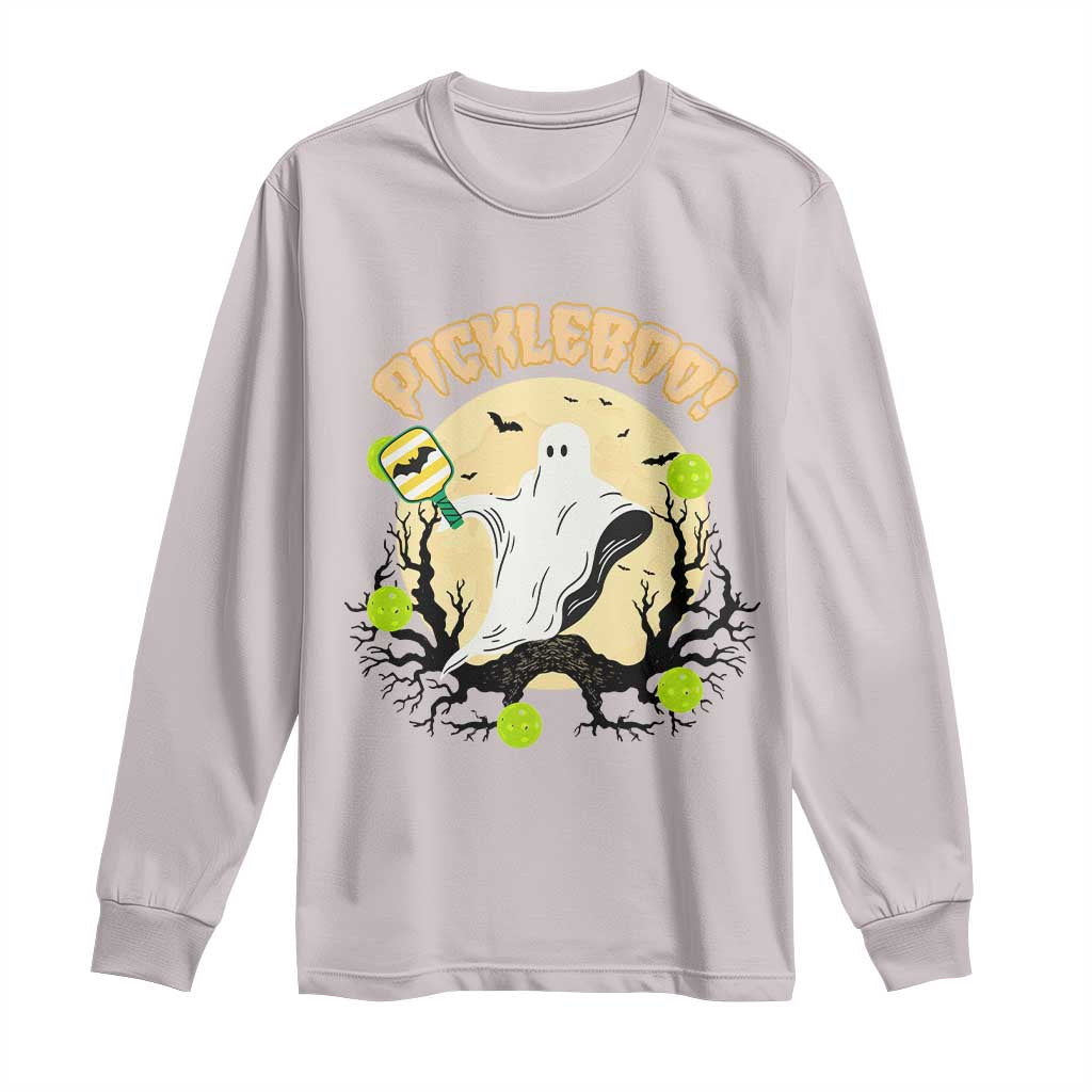 Funny Halloween Pickleball Long Sleeve Shirt Pickleboo Ghost Costume - Wonder Print Shop