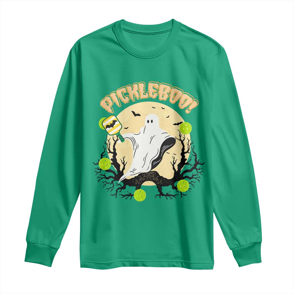 Funny Halloween Pickleball Long Sleeve Shirt Pickleboo Ghost Costume - Wonder Print Shop