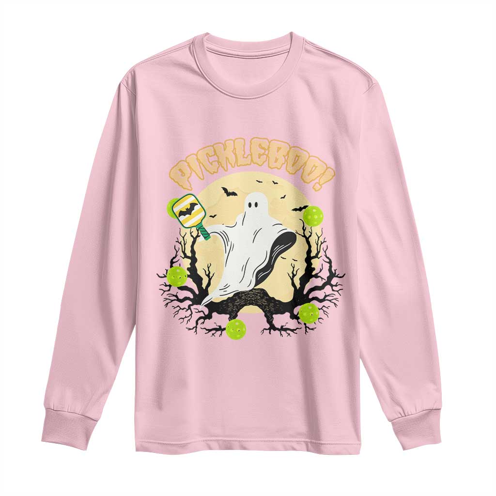 Funny Halloween Pickleball Long Sleeve Shirt Pickleboo Ghost Costume - Wonder Print Shop