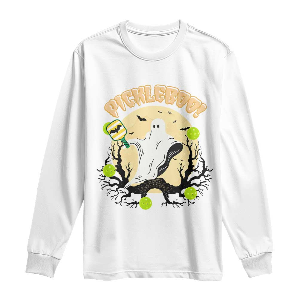 Funny Halloween Pickleball Long Sleeve Shirt Pickleboo Ghost Costume - Wonder Print Shop