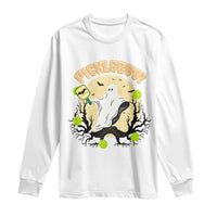 Funny Halloween Pickleball Long Sleeve Shirt Pickleboo Ghost Costume - Wonder Print Shop