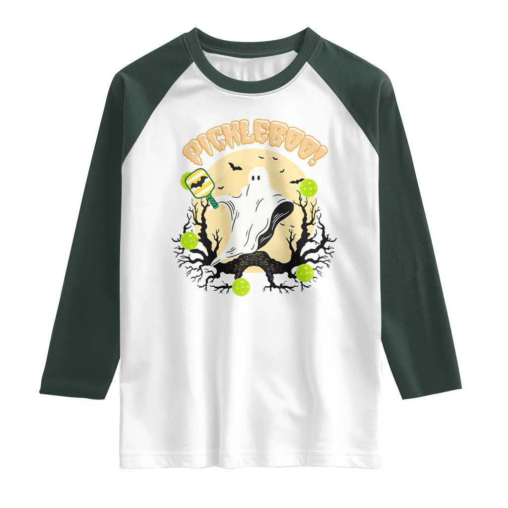 Funny Halloween Pickleball Raglan Shirt Pickleboo Ghost Costume - Wonder Print Shop