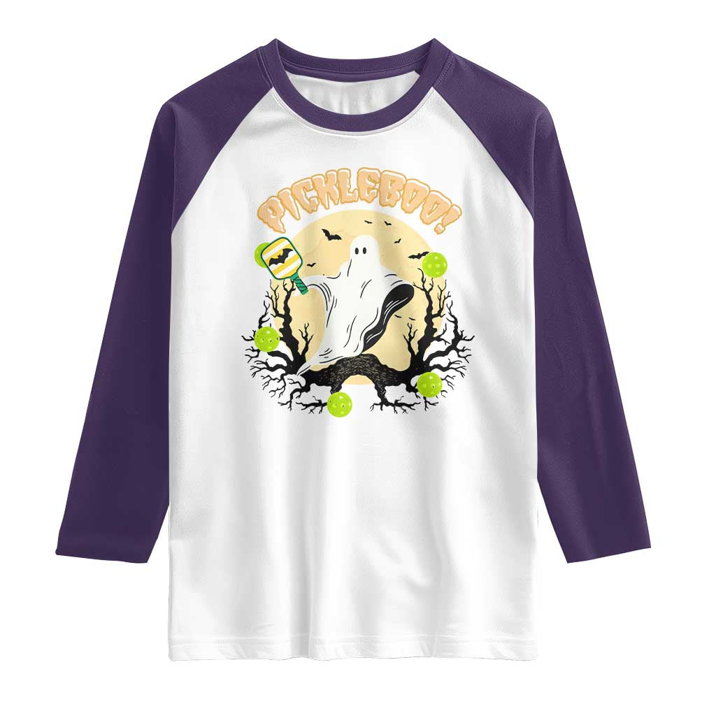 Funny Halloween Pickleball Raglan Shirt Pickleboo Ghost Costume - Wonder Print Shop