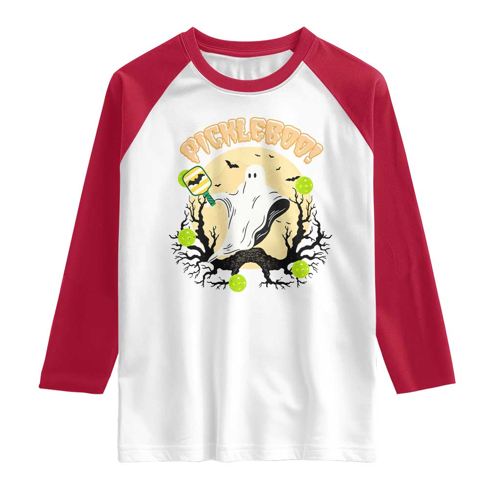 Funny Halloween Pickleball Raglan Shirt Pickleboo Ghost Costume - Wonder Print Shop