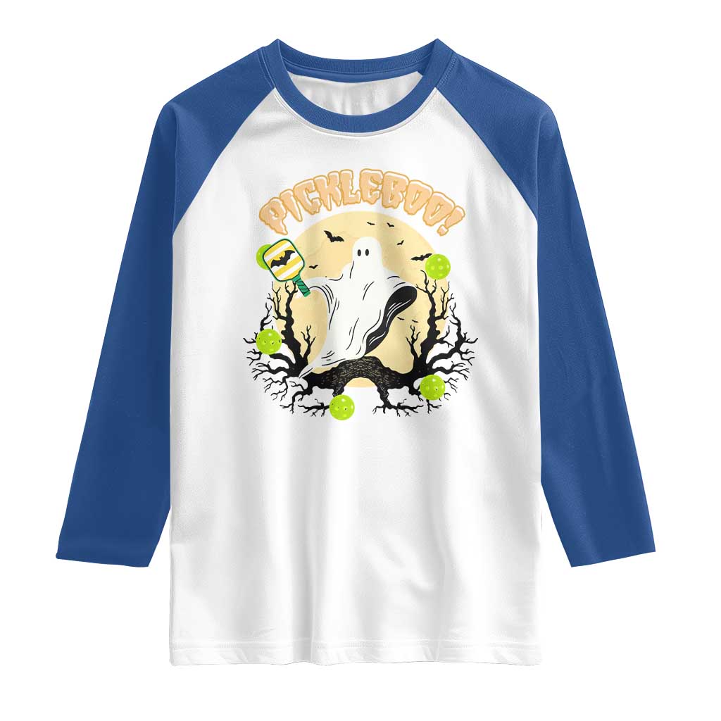 Funny Halloween Pickleball Raglan Shirt Pickleboo Ghost Costume - Wonder Print Shop