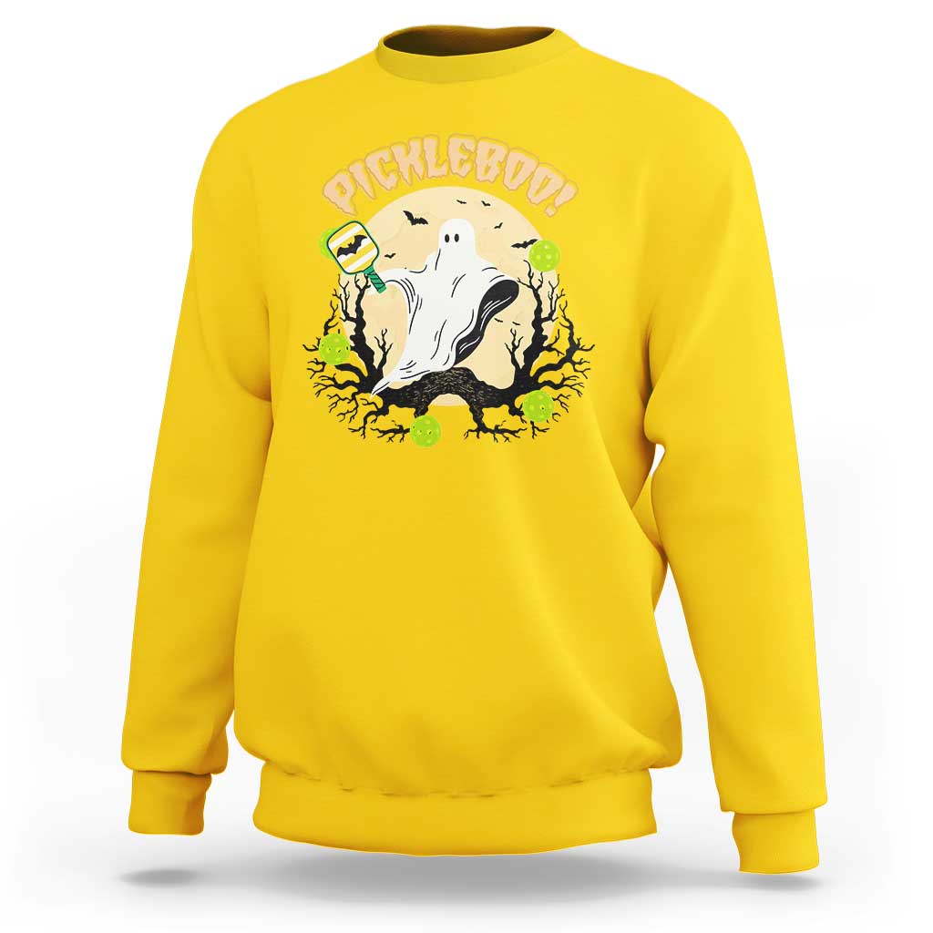 Funny Halloween Pickleball Sweatshirt Pickleboo Ghost Costume - Wonder Print Shop