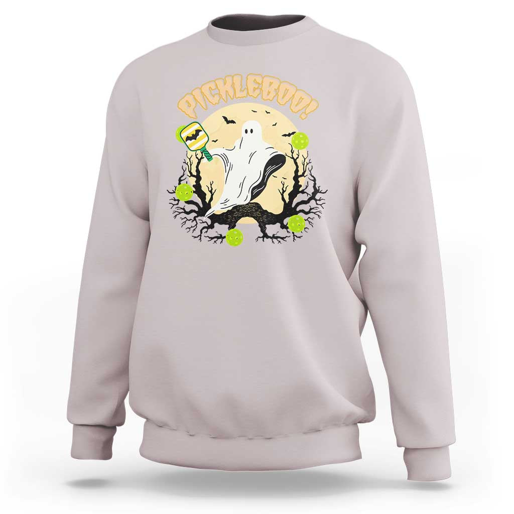 Funny Halloween Pickleball Sweatshirt Pickleboo Ghost Costume - Wonder Print Shop