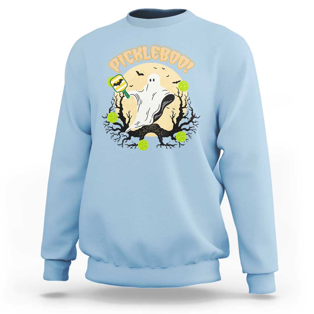 Funny Halloween Pickleball Sweatshirt Pickleboo Ghost Costume - Wonder Print Shop