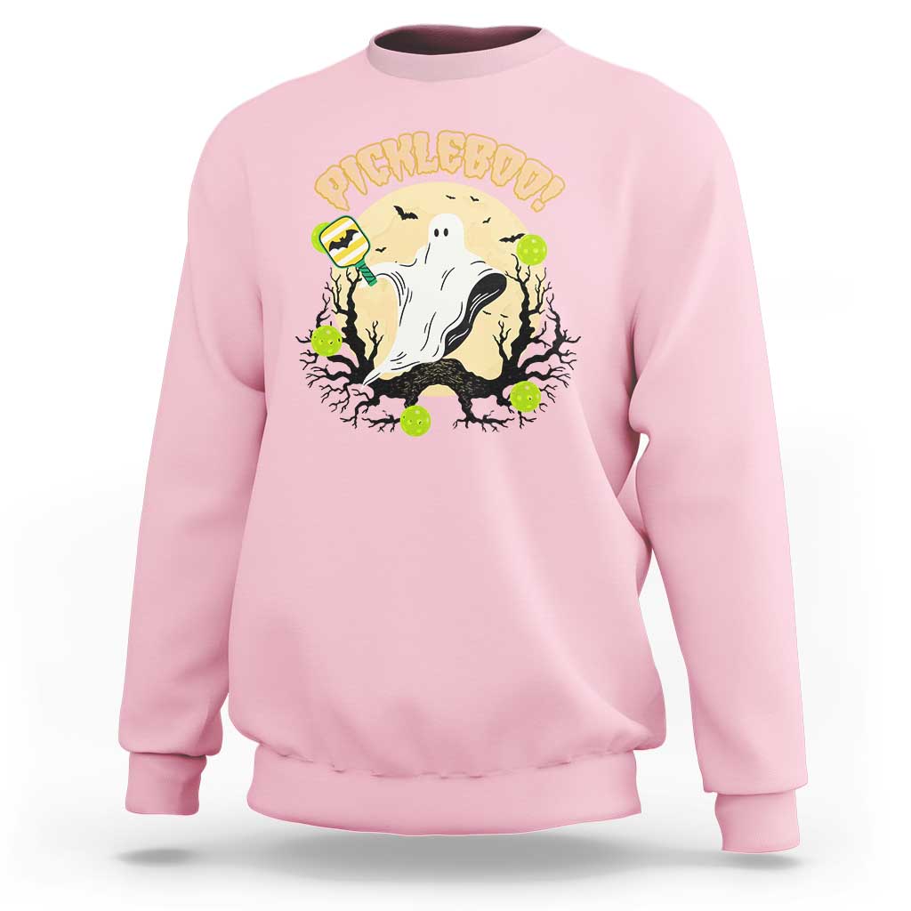 Funny Halloween Pickleball Sweatshirt Pickleboo Ghost Costume - Wonder Print Shop