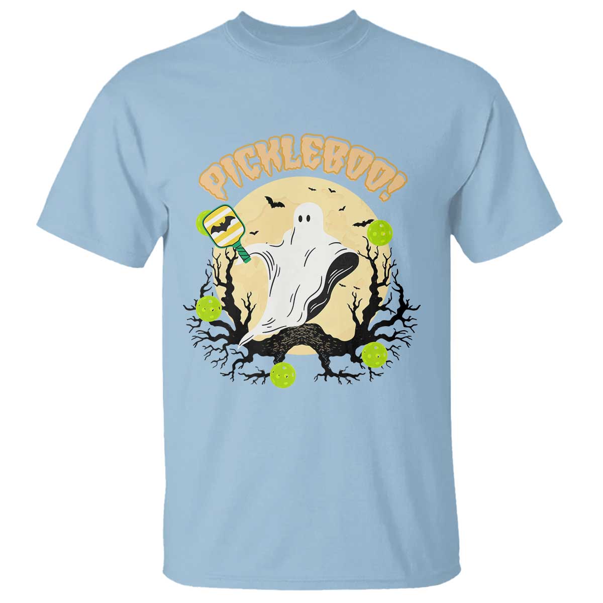 Funny Halloween Pickleball T Shirt Pickleboo Ghost Costume - Wonder Print Shop