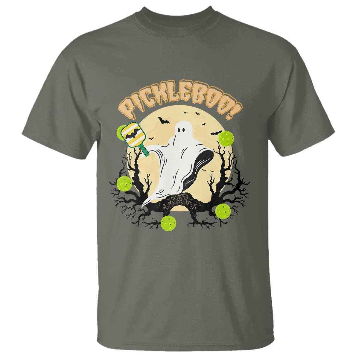 Funny Halloween Pickleball T Shirt Pickleboo Ghost Costume - Wonder Print Shop