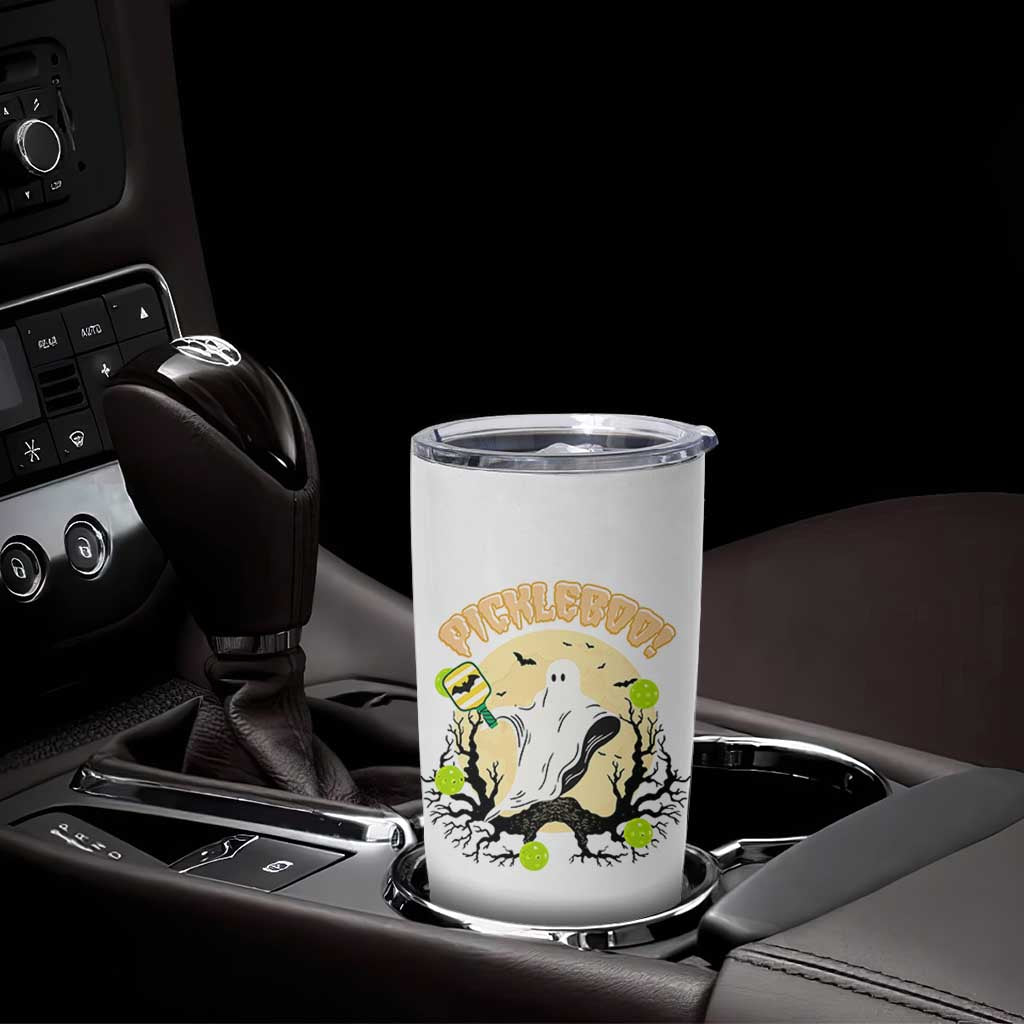 Funny Halloween Pickleball Tumbler Cup Pickleboo Ghost Costume