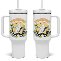 Funny Halloween Pickleball Tumbler With Handle Pickleboo Ghost Costume