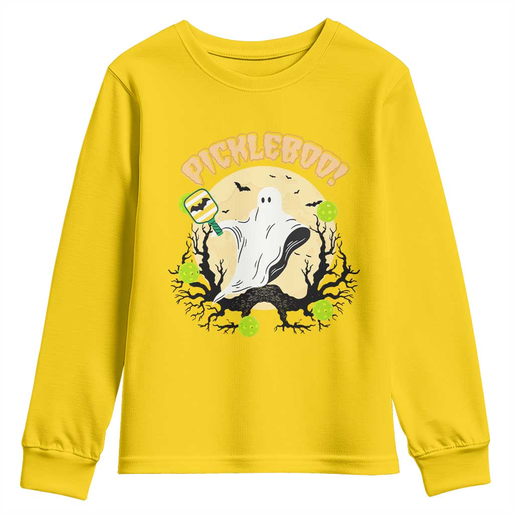 Funny Halloween Pickleball Youth Sweatshirt Pickleboo Ghost Costume - Wonder Print Shop