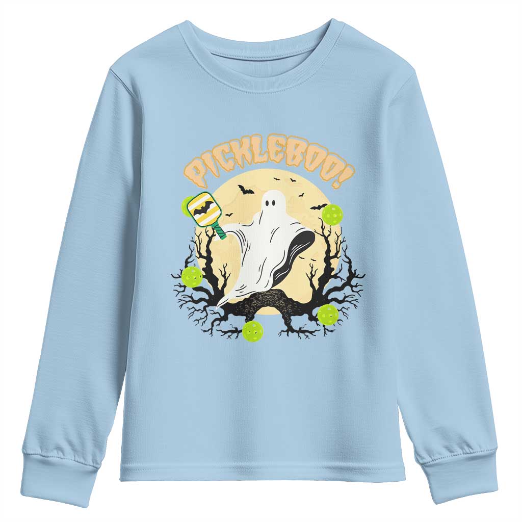 Funny Halloween Pickleball Youth Sweatshirt Pickleboo Ghost Costume - Wonder Print Shop