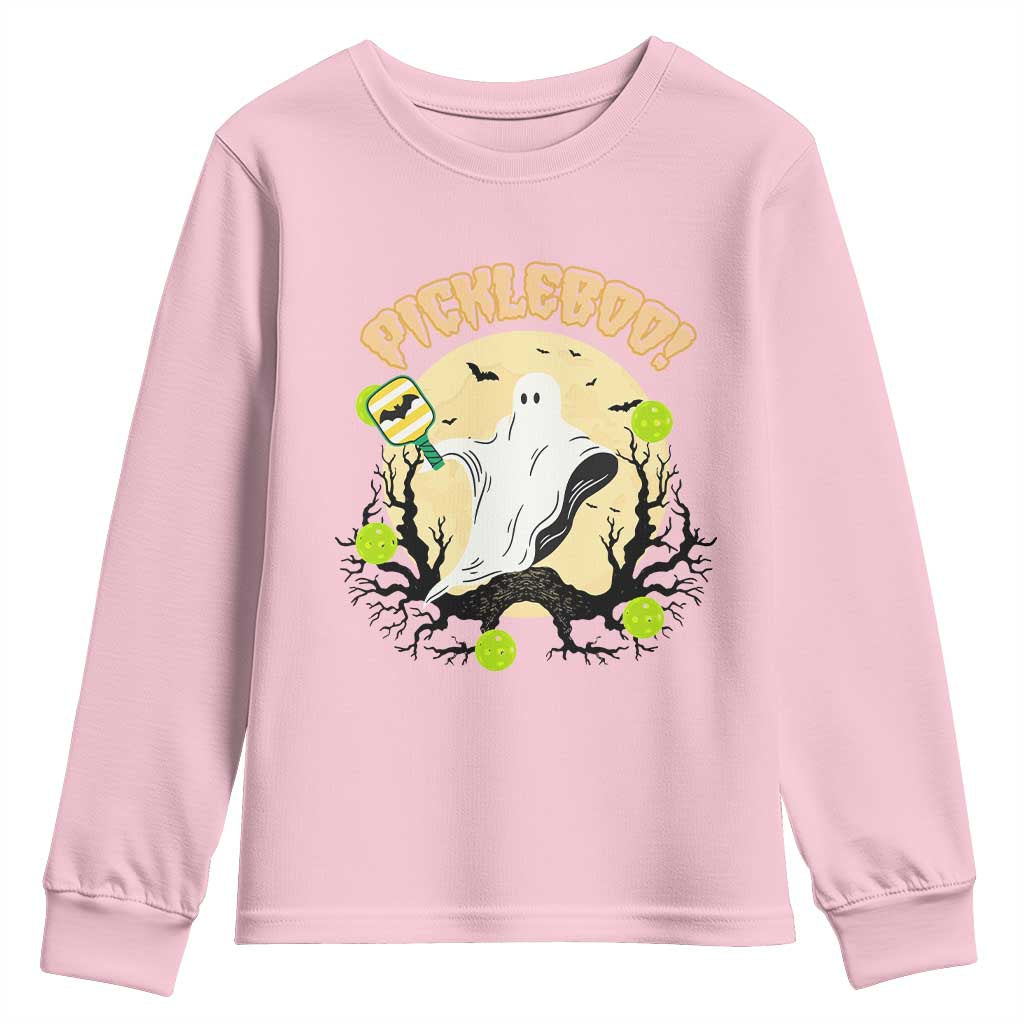 Funny Halloween Pickleball Youth Sweatshirt Pickleboo Ghost Costume - Wonder Print Shop