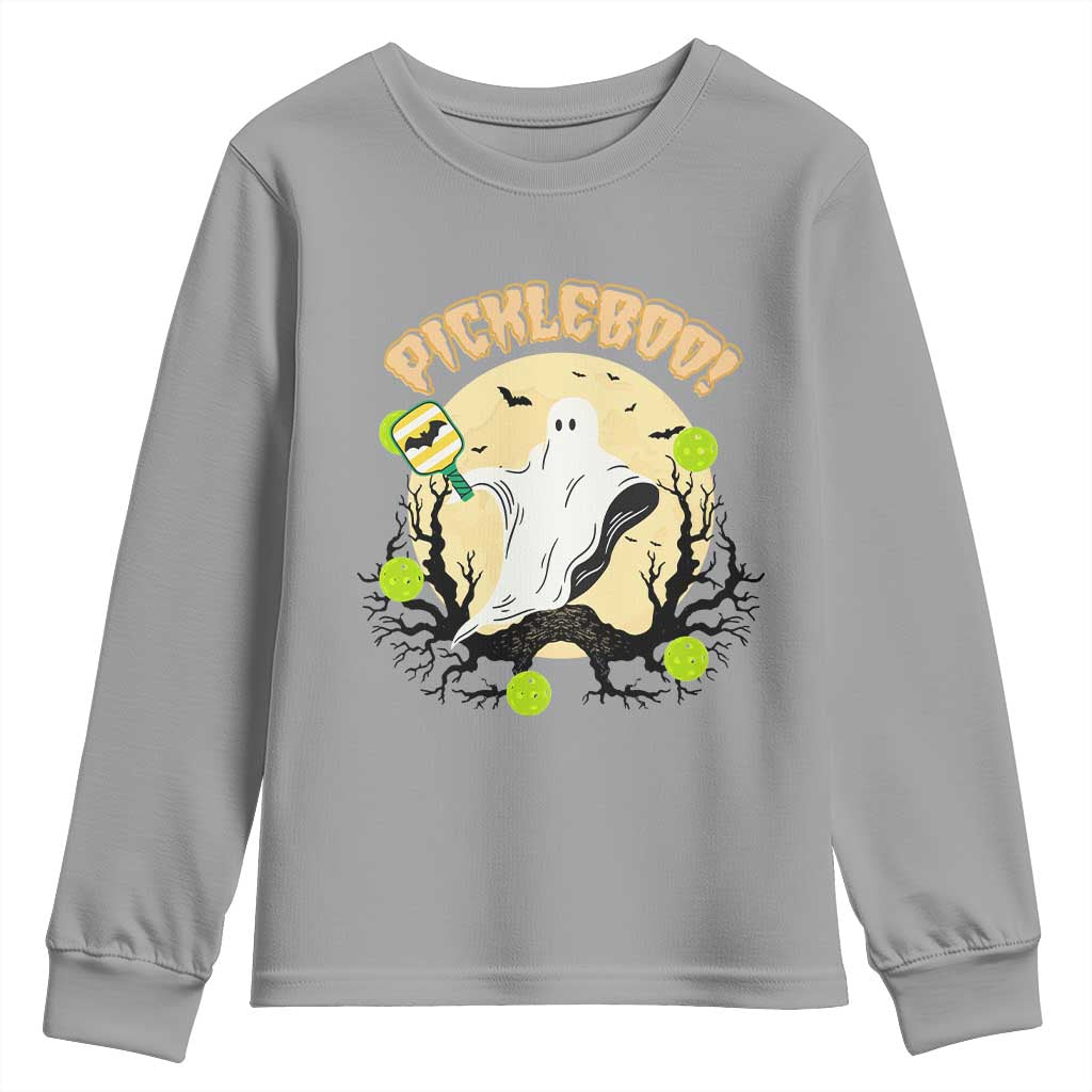 Funny Halloween Pickleball Youth Sweatshirt Pickleboo Ghost Costume - Wonder Print Shop