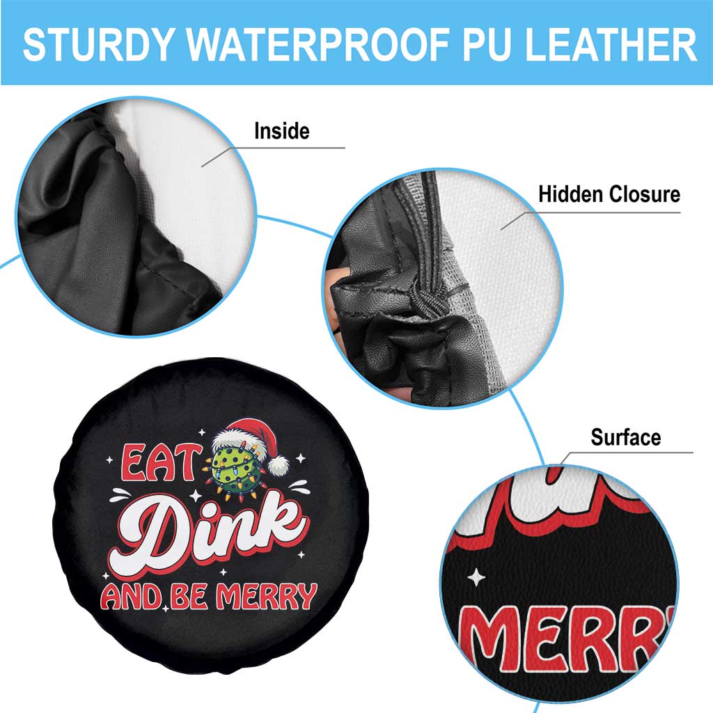 Funny Pickleball Christmas Spare Tire Cover Eat Dink And Be Merry - Wonder Print Shop
