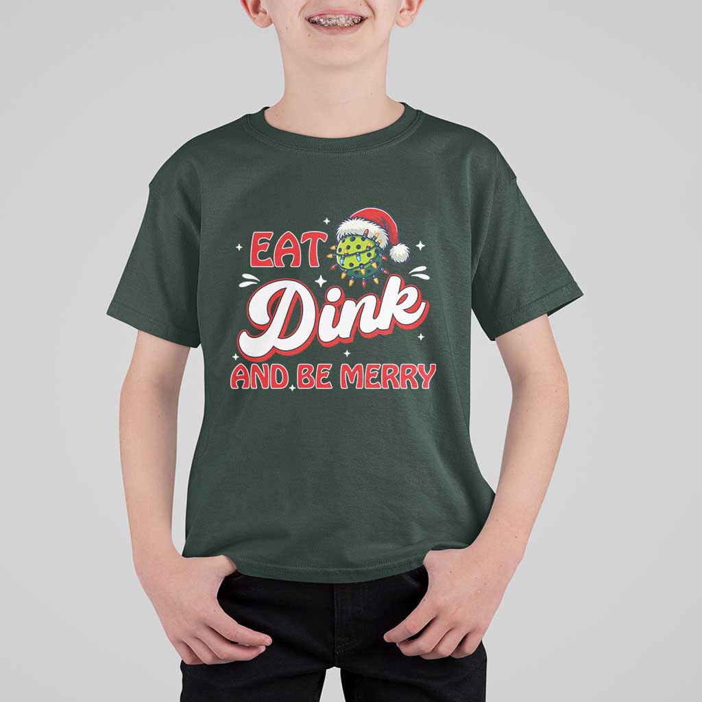 Funny Pickleball Christmas T Shirt For Kid Eat Dink And Be Merry - Wonder Print Shop