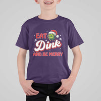 Funny Pickleball Christmas T Shirt For Kid Eat Dink And Be Merry - Wonder Print Shop