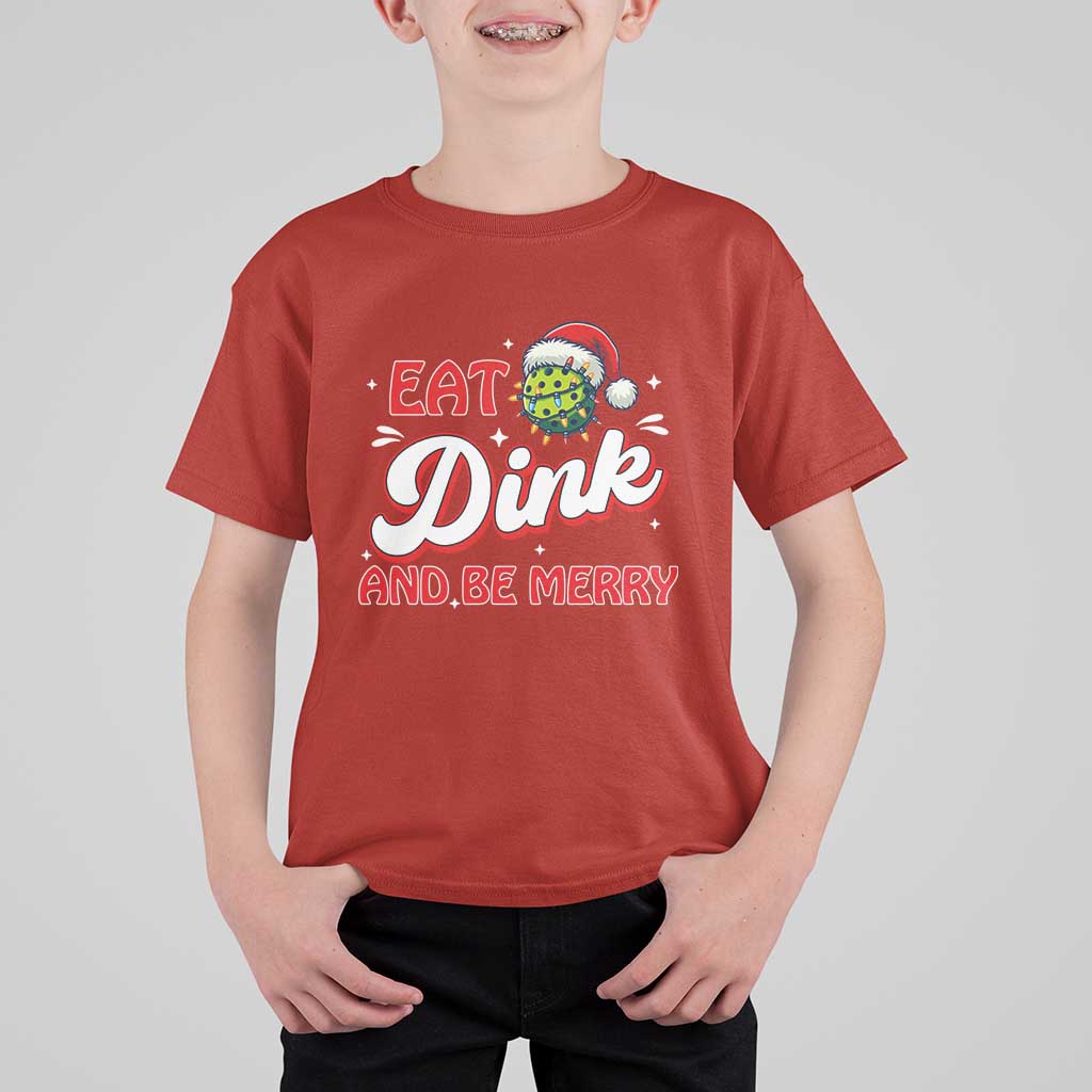 Funny Pickleball Christmas T Shirt For Kid Eat Dink And Be Merry - Wonder Print Shop