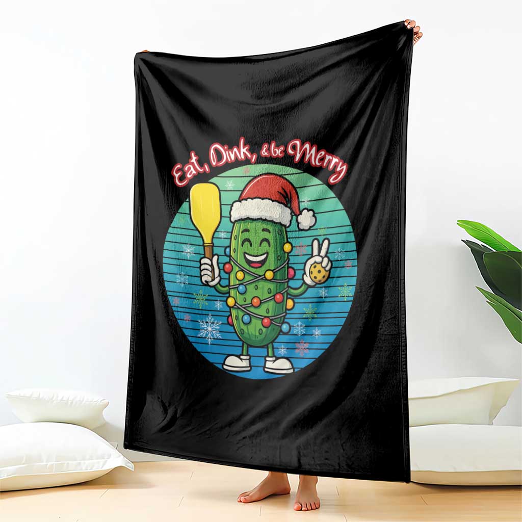 Funny Pickleball Christmas Throw Blanket Eat Dink And Be Merry Gift For Players - Wonder Print Shop