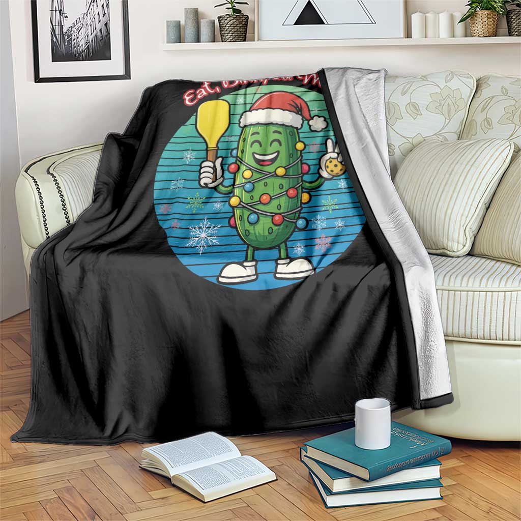 Funny Pickleball Christmas Throw Blanket Eat Dink And Be Merry Gift For Players - Wonder Print Shop