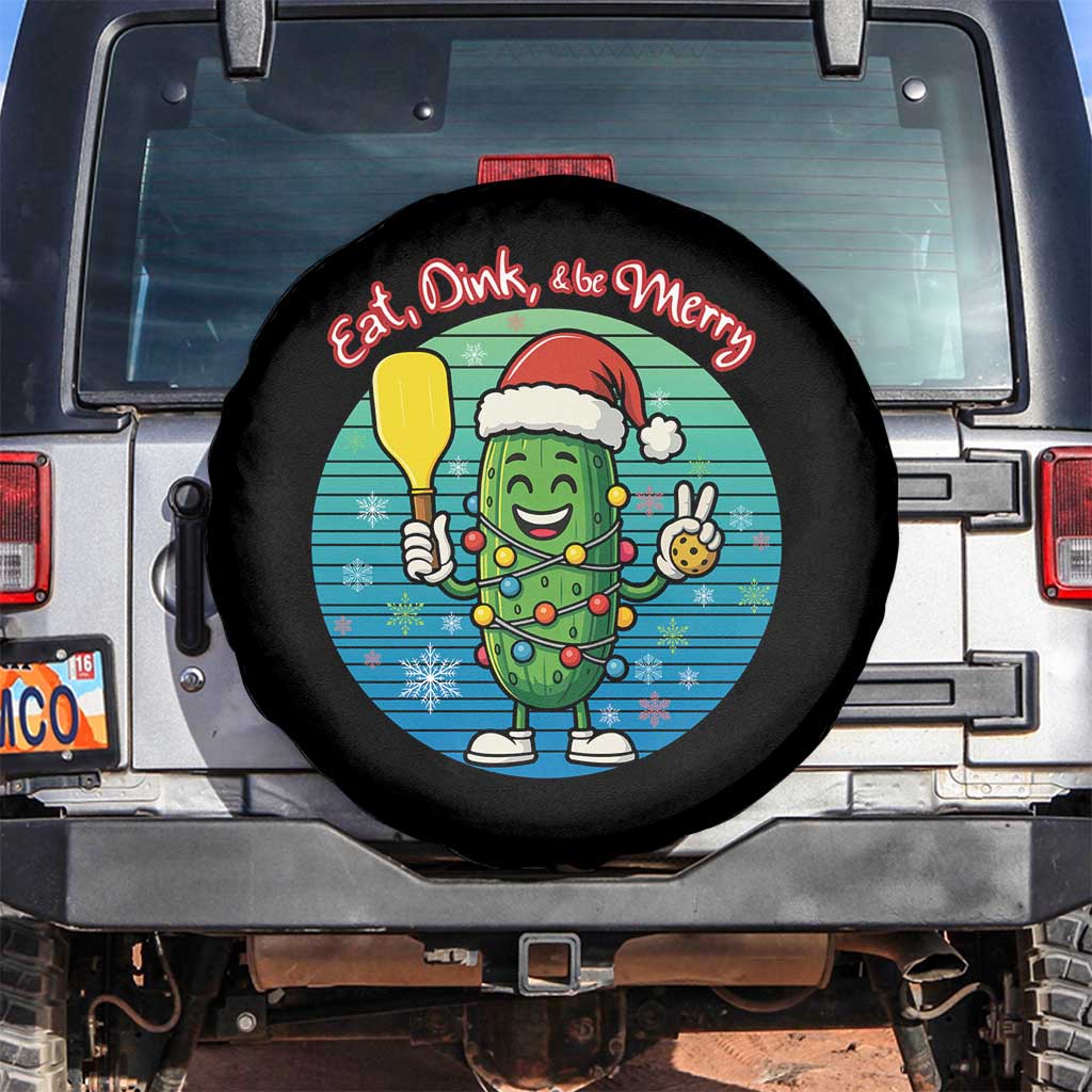 Funny Pickleball Christmas Spare Tire Cover Eat Dink And Be Merry Gift For Players - Wonder Print Shop