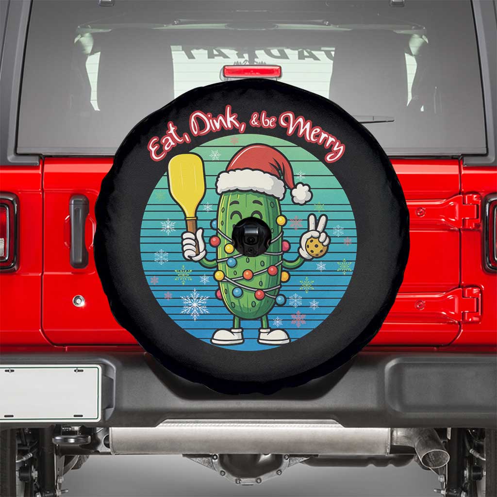 Funny Pickleball Christmas Spare Tire Cover Eat Dink And Be Merry Gift For Players - Wonder Print Shop