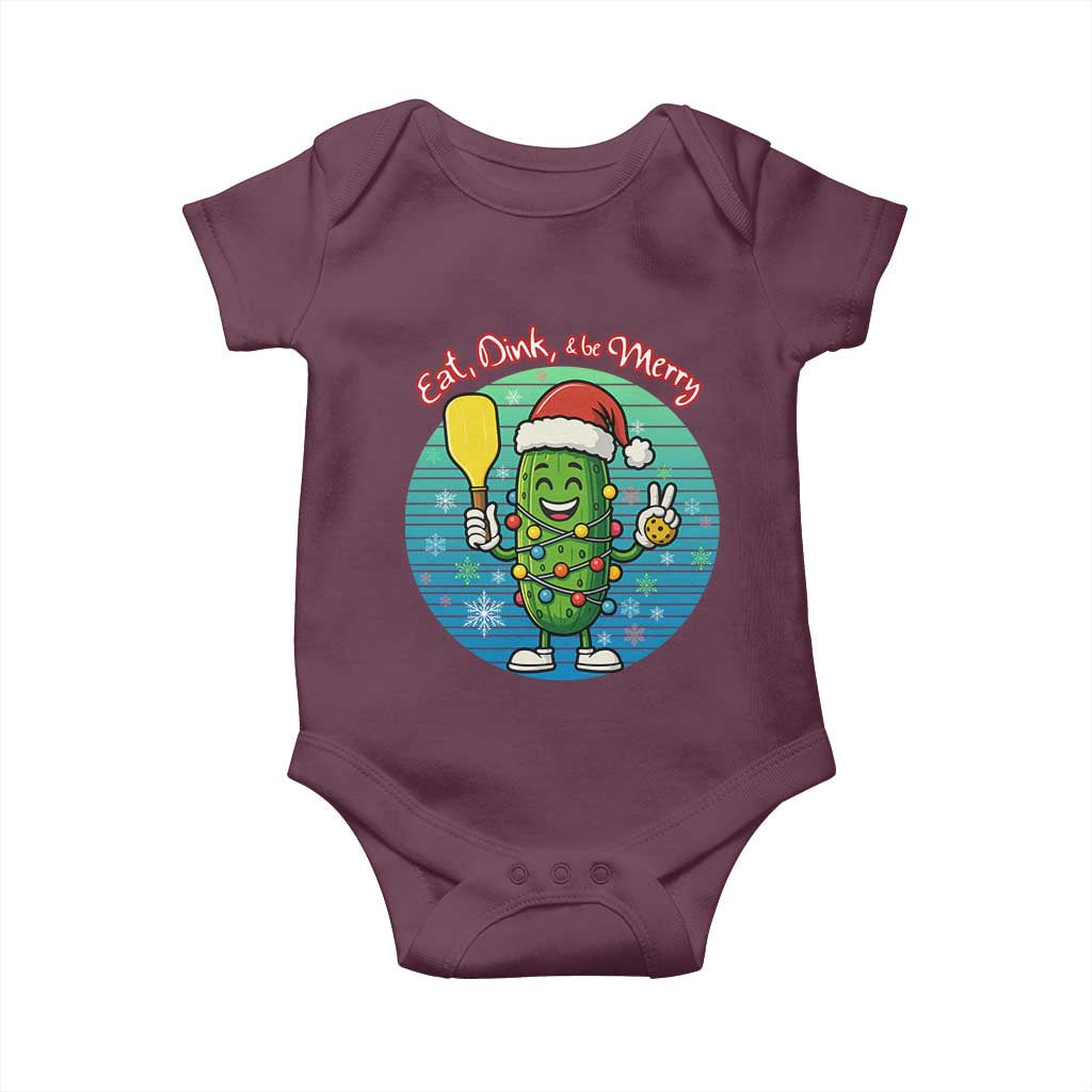 Funny Pickleball Christmas Baby Onesie Eat Dink And Be Merry Gift For Players - Wonder Print Shop