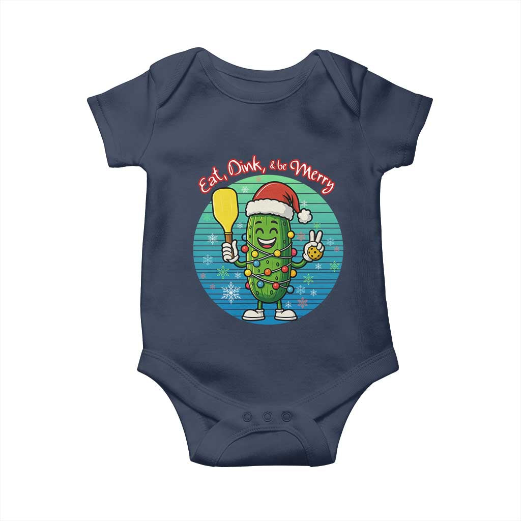 Funny Pickleball Christmas Baby Onesie Eat Dink And Be Merry Gift For Players - Wonder Print Shop