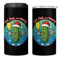 Funny Pickleball Christmas 4 in 1 Can Cooler Tumbler Eat Dink And Be Merry Gift For Players