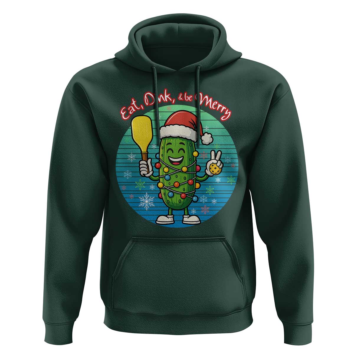 Funny Pickleball Christmas Hoodie Eat Dink And Be Merry Gift For Players - Wonder Print Shop