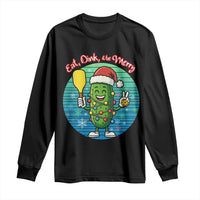Funny Pickleball Christmas Long Sleeve Shirt Eat Dink And Be Merry Gift For Players - Wonder Print Shop