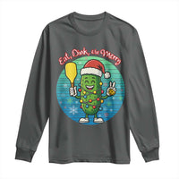 Funny Pickleball Christmas Long Sleeve Shirt Eat Dink And Be Merry Gift For Players - Wonder Print Shop