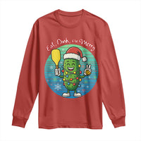 Funny Pickleball Christmas Long Sleeve Shirt Eat Dink And Be Merry Gift For Players - Wonder Print Shop