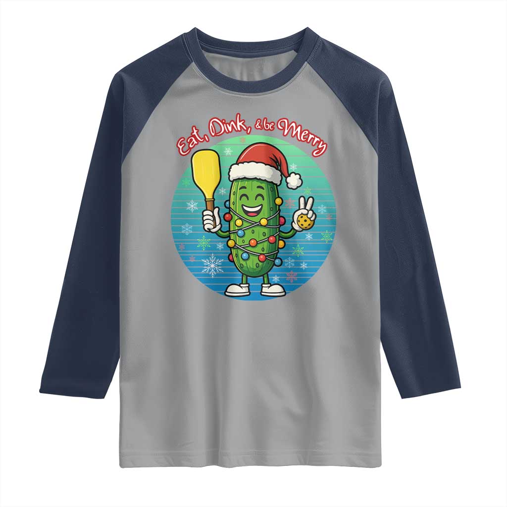 Funny Pickleball Christmas Raglan Shirt Eat Dink And Be Merry Gift For Players - Wonder Print Shop