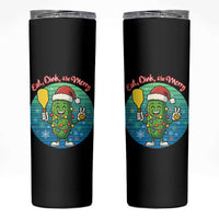 Funny Pickleball Christmas Skinny Tumbler Eat Dink And Be Merry Gift For Players