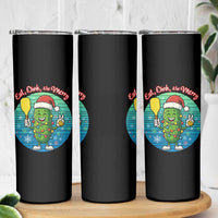Funny Pickleball Christmas Skinny Tumbler Eat Dink And Be Merry Gift For Players