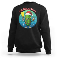 Funny Pickleball Christmas Sweatshirt Eat Dink And Be Merry Gift For Players - Wonder Print Shop