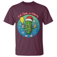 Funny Pickleball Christmas T Shirt Eat Dink And Be Merry Gift For Players - Wonder Print Shop