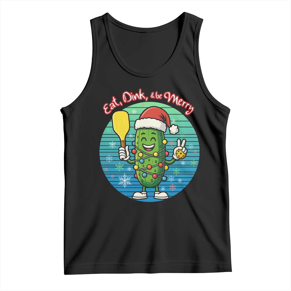 Funny Pickleball Christmas Tank Top Eat Dink And Be Merry Gift For Players - Wonder Print Shop